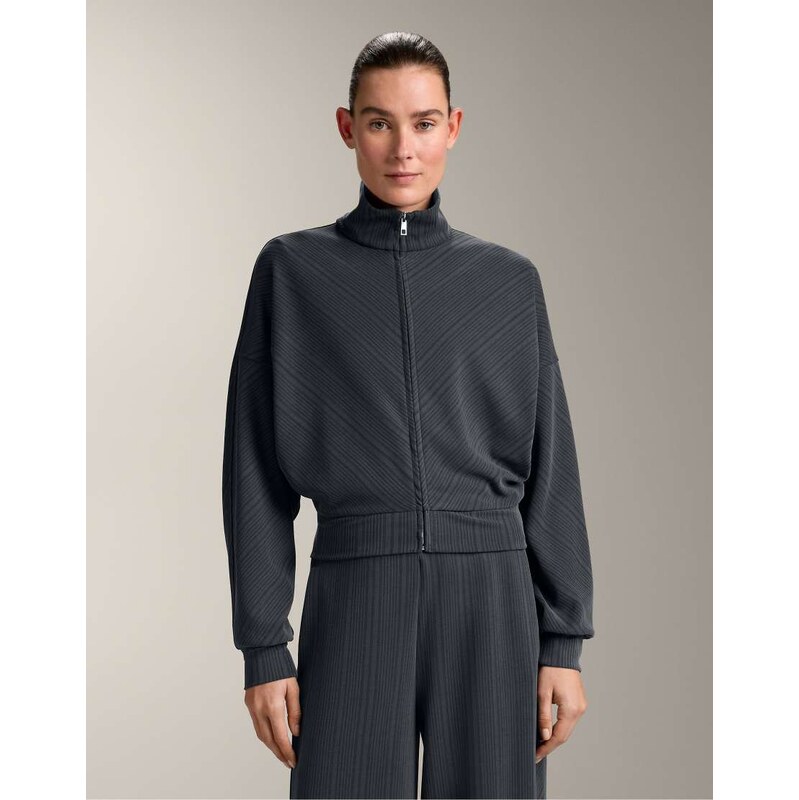 OYSHO Asymmetric stripe jacket with modal in grey 112815771