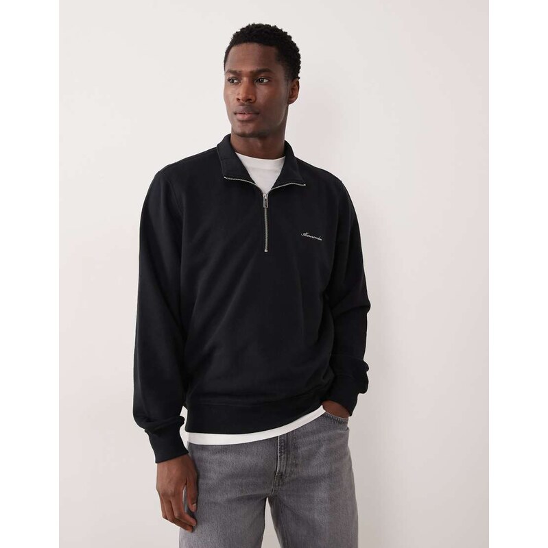 Abercrombie & Fitch script logo premium quarter zip sweatshirt