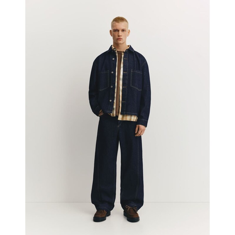 Pull&Bear Baggy jeans with seams in navy