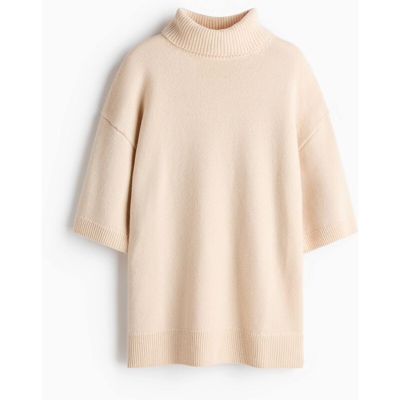 H&M - Vlněný svetrs rolákem - béžová 112676865