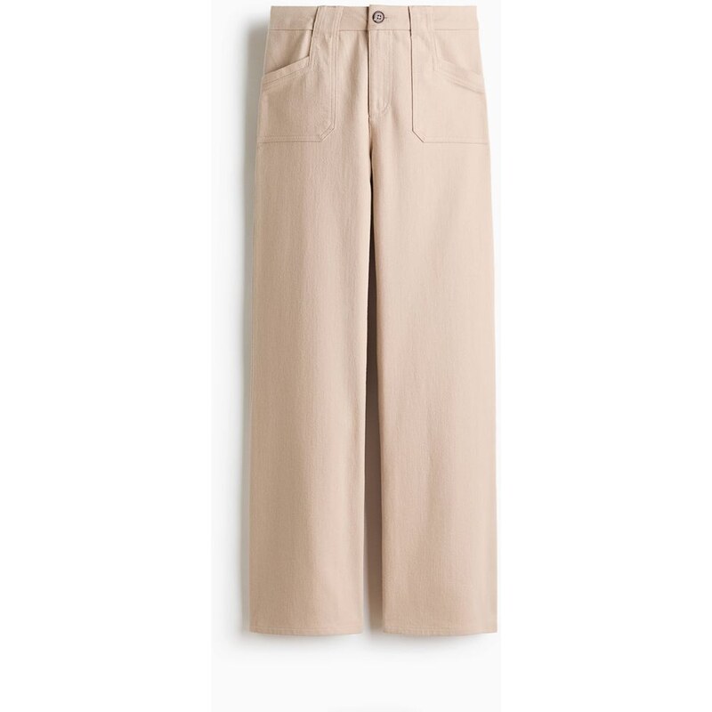 H&M - Široké keprové kalhoty - Béžová