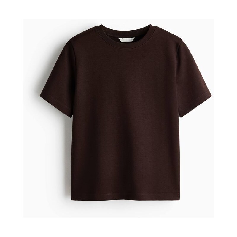 H&M - Tričkos interlockem - Tmavě Hnědá
