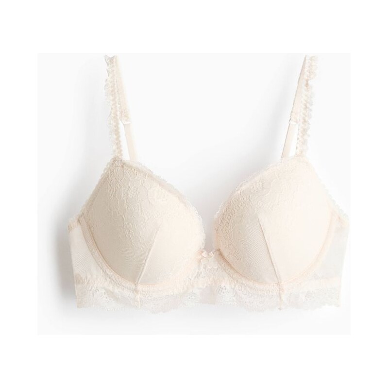 H&M - Krajková podprsenka push-up - bílá 112676869