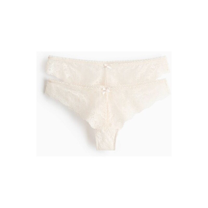 H&M - Krajkové kalhotky brazilian 2 kusy - bílá 112676895