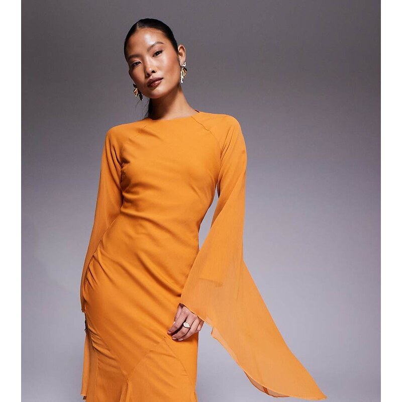 ASOS Petite ASOS DESIGN Petite extreme ruffle sleeve maxi dress with 113619917