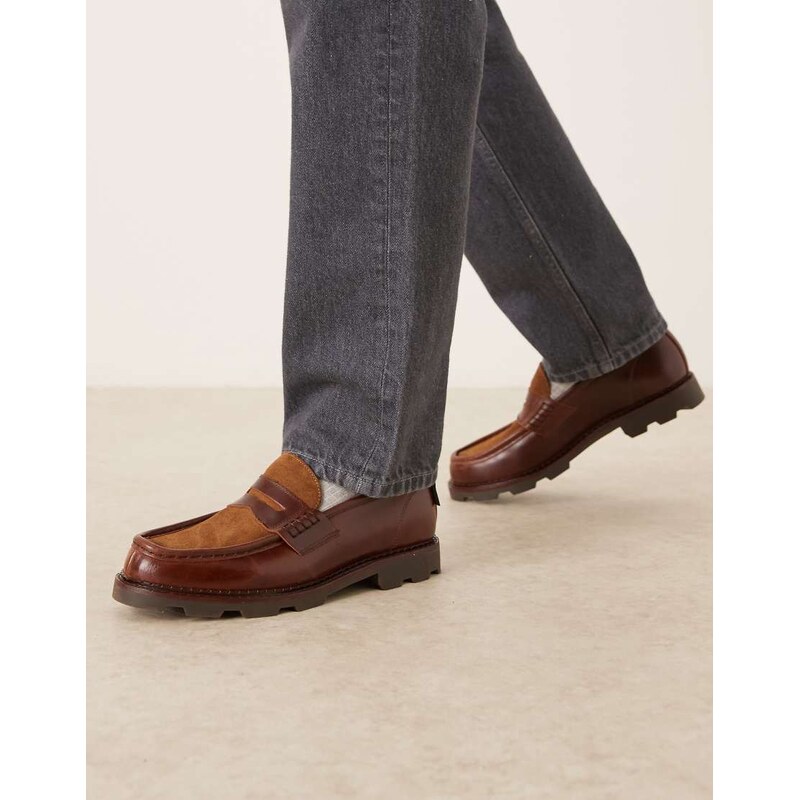 Pompeii UK Pompeii Modena leather loafers in brown & beige