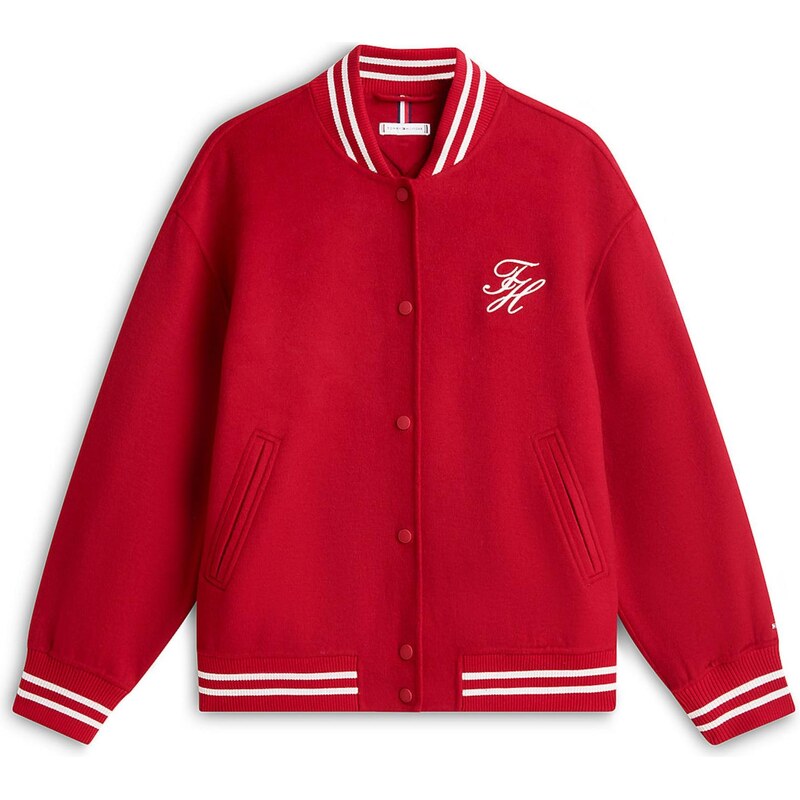 TOMMY HILFIGER Přechodná bunda karmínově červené / bílá