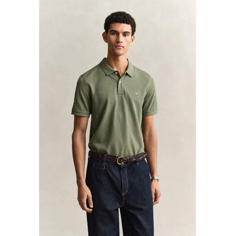 POLOKOŠILE GANT REG SHIELD SS PIQUE POLO DARK CACTUS MELANGE