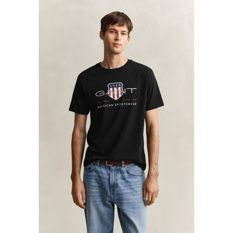 TRIČKO GANT REG ARCHIVE SHIELD SS T-SHIRT BLACK