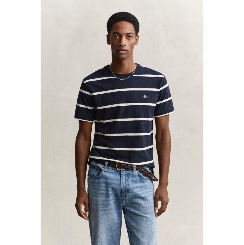 TRIČKO GANT STRIPED SS TSHIRT EVENING BLUE