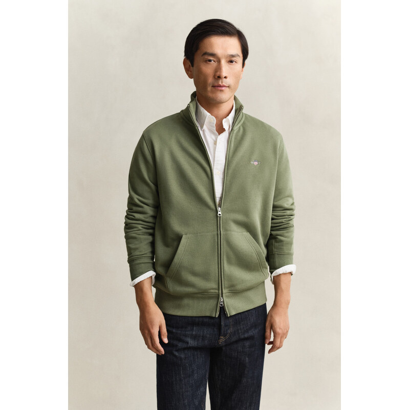 MIKINA GANT REG SHIELD FULL ZIP SWEAT DRY HERB GREEN