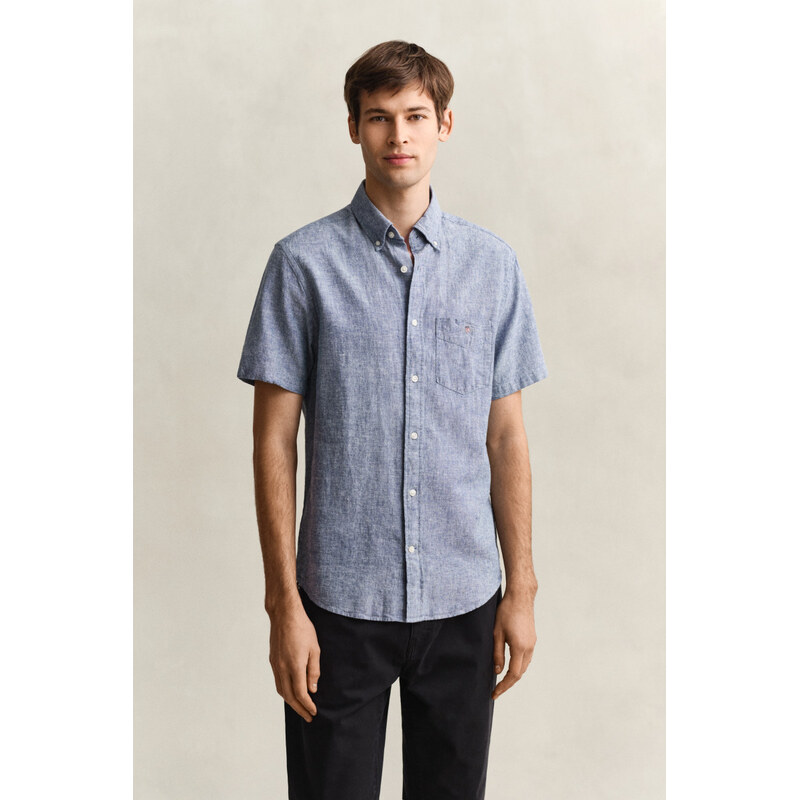 KOŠILE GANT REG COTTON LINEN SS SHIRT VINTAGE BLUE