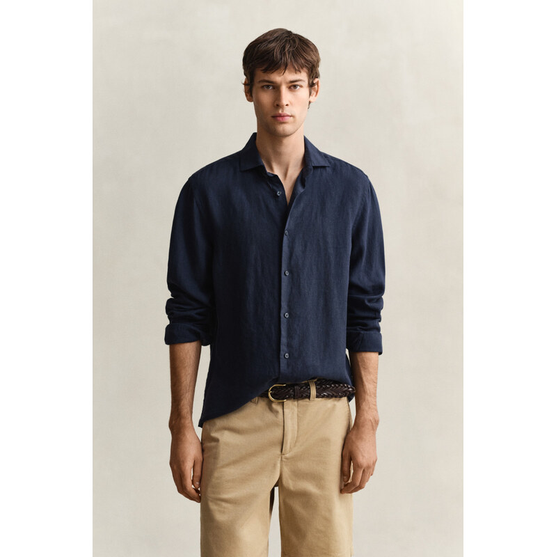 KOŠILE GANT REG LINEN SHIRT EVENING BLUE
