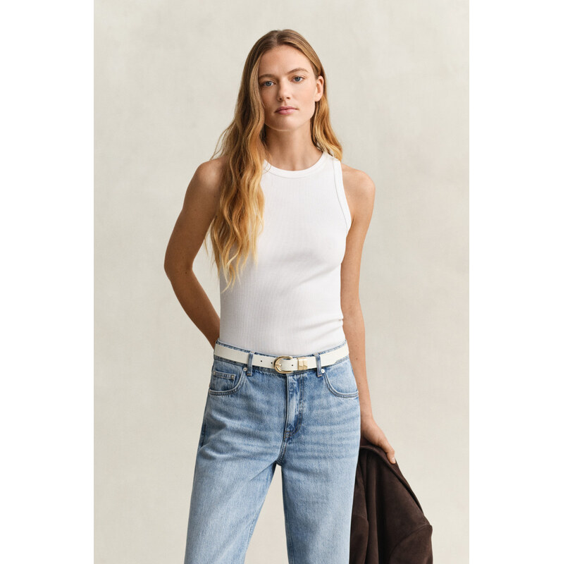 TOP GANT HIGH NECK RIB TANK TOP WHITE 112683522