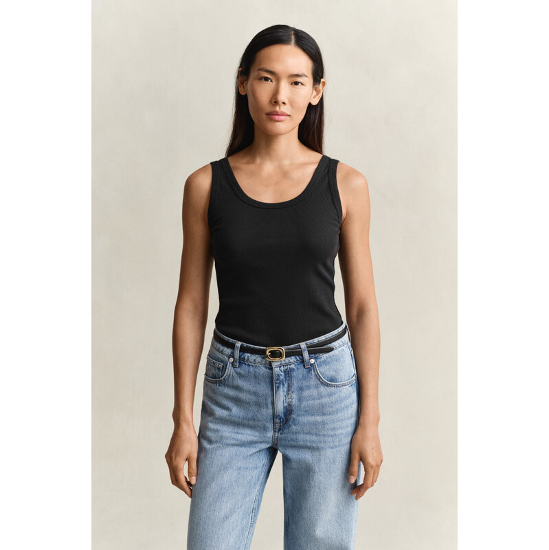TOP GANT SLIM RIBBED TANK TOP BLACK 112683523
