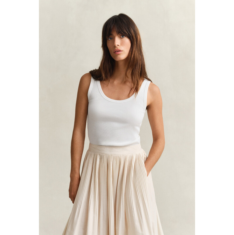 TOP GANT SLIM RIBBED TANK TOP WHITE 112683524