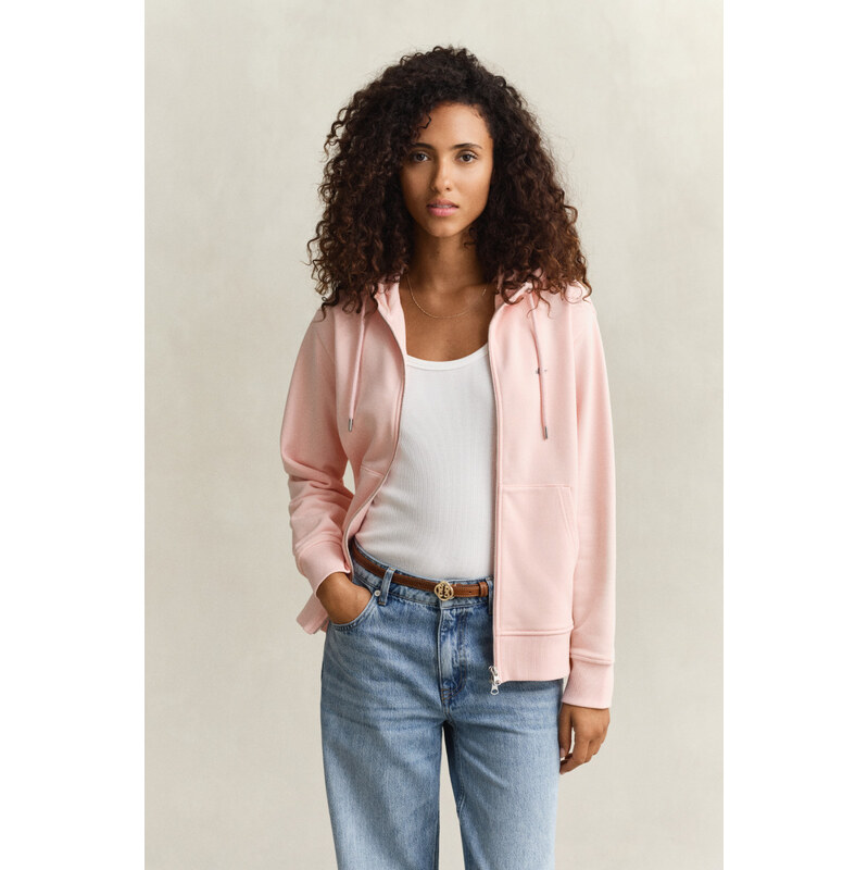 MIKINA GANT SHIELD ZIP HOODIE APRICOT PINK