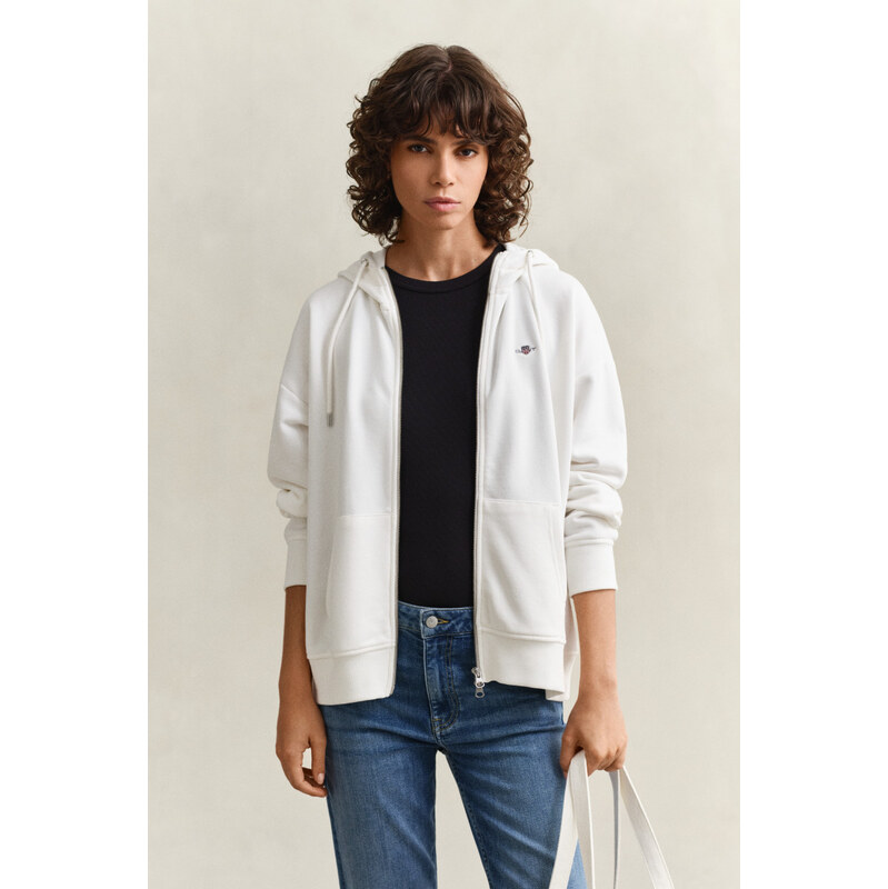MIKINA GANT SHIELD ZIP HOODIE EGGSHELL 112683527