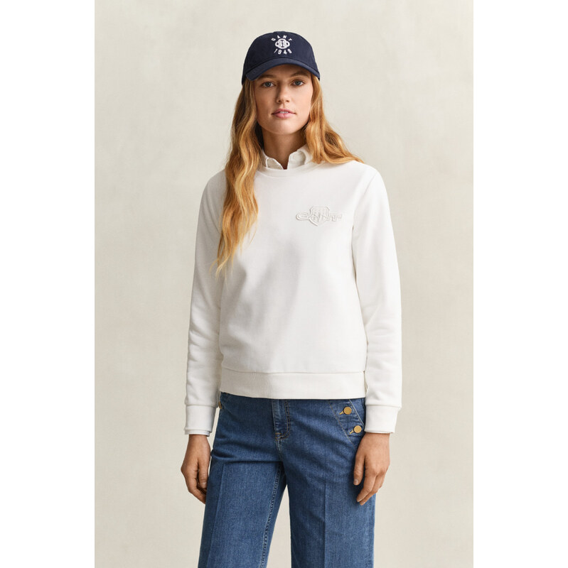 MIKINA GANT REG TONAL SHIELD C-NECK SWEAT EGGSHELL