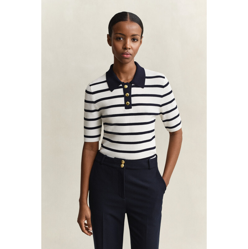 SVETR GANT STRIPED KNIT RUGGER EVENING BLUE 112683633