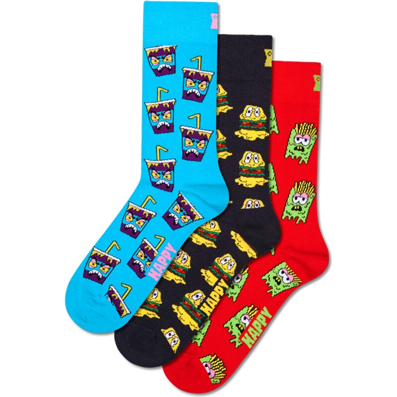 Happy Socks Ponožky Hangry Meal nebeská modř / žlutá / červená /