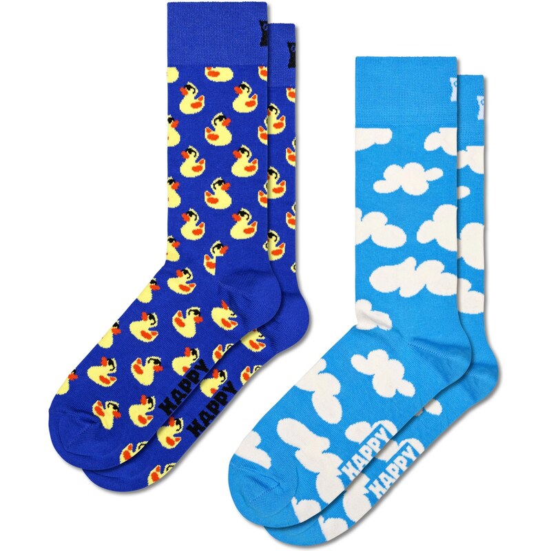 Happy Socks Ponožky kobaltová modř / azurová / žlutá / bílá 112685657