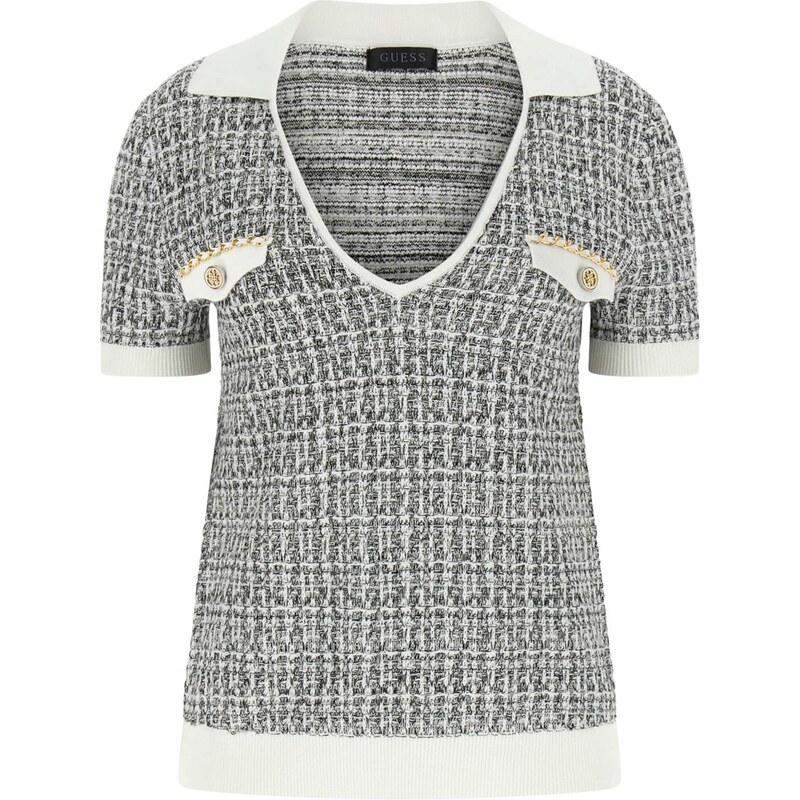GUESS Svetr Annabelle tmavě šedá / bílá 112685950