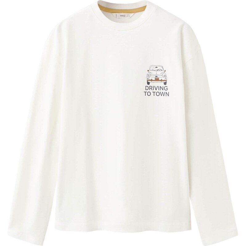 MANGO KIDS Tričko DRIVING hnědá / černá / offwhite