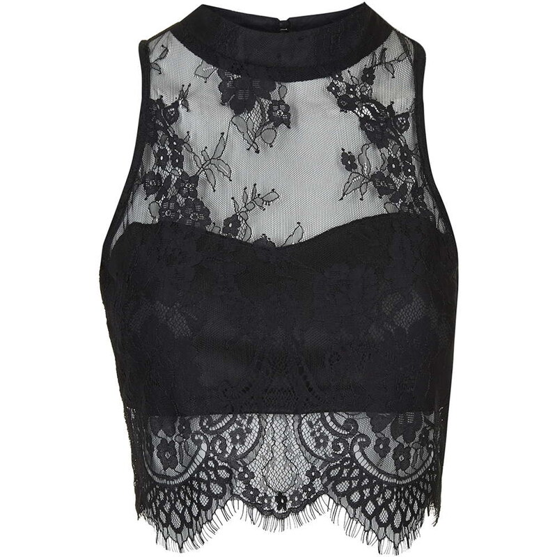Topshop **Sweetheart Lace Crop Top by Glamorous Petites