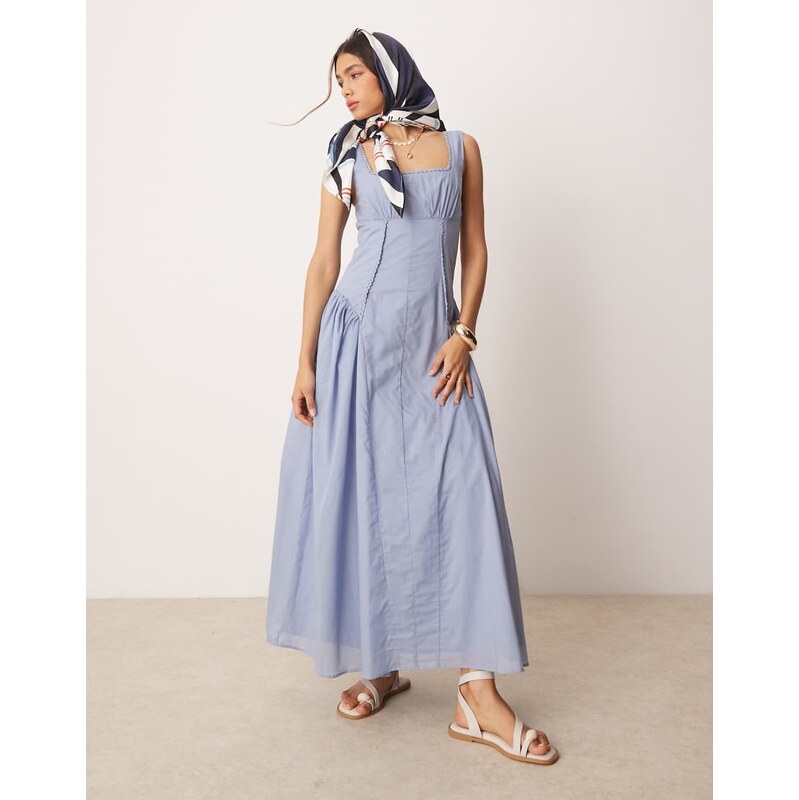 ASOS DESIGN prairie square neck maxi sundress with dropped waist