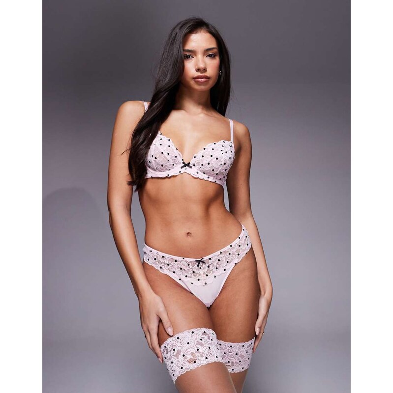 Ann Summers Valentines Sexy Lace thong in pink polka dot 112690518