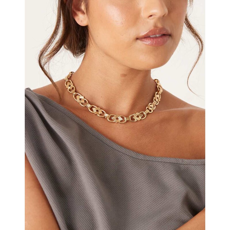 ASOS DESIGN short necklace with vintage-style chain links in gold tone 112696124