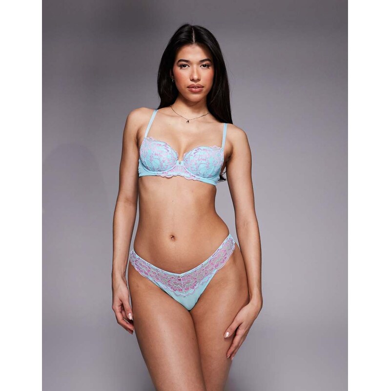 Ann Summers Sexy Lace thong in aqua/pink-Blue 112696351