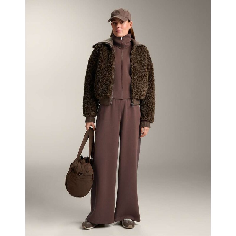 OYSHO Brushed rib jacket with modal in dark brown 112795214