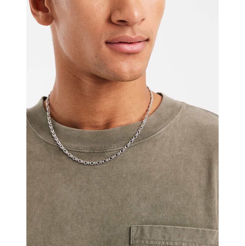 ASOS DESIGN oval link chain necklace with ball detailing in