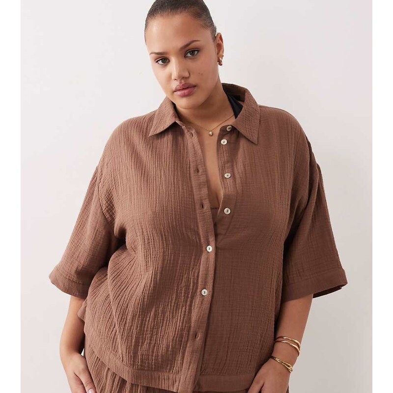ASOS Curve ASOS DESIGN Curve Callie beach cheesecloth resort short 113271795