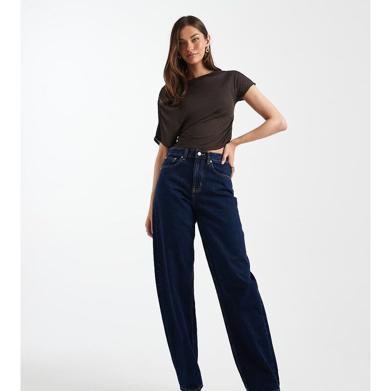 ASOS Tall ASOS DESIGN Tall slim barrel jeans in rich rinse wash-Navy 115519374