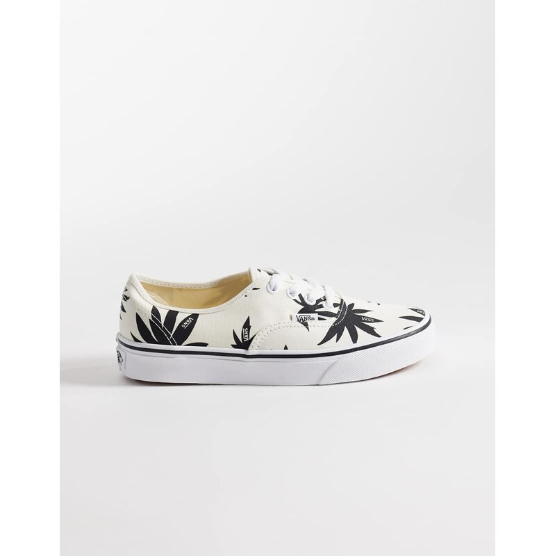 Vans Authentic leaf print trainers in white and black