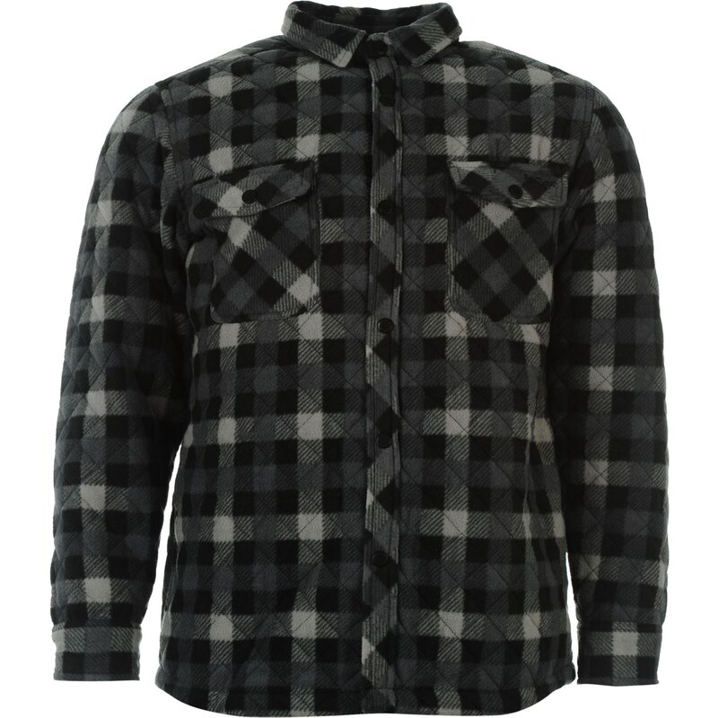 Košile pánská Lee Cooper Padded Fleece Black/Charcoal