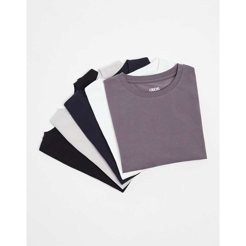 ASOS DESIGN Essentials 5 pack muscle fit t-shirts in multi