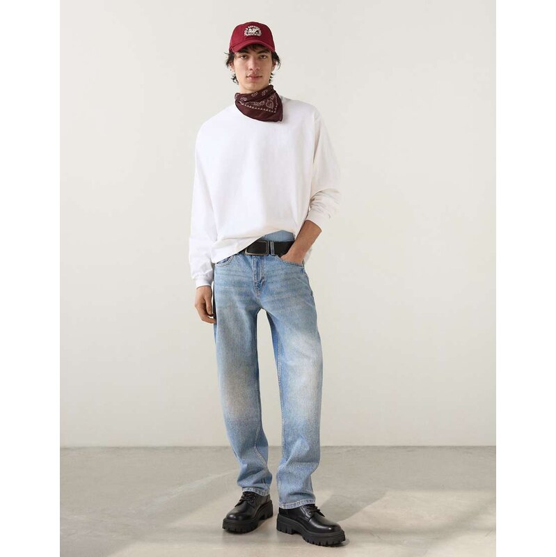 Bershka Straight-leg jeans in mid blue