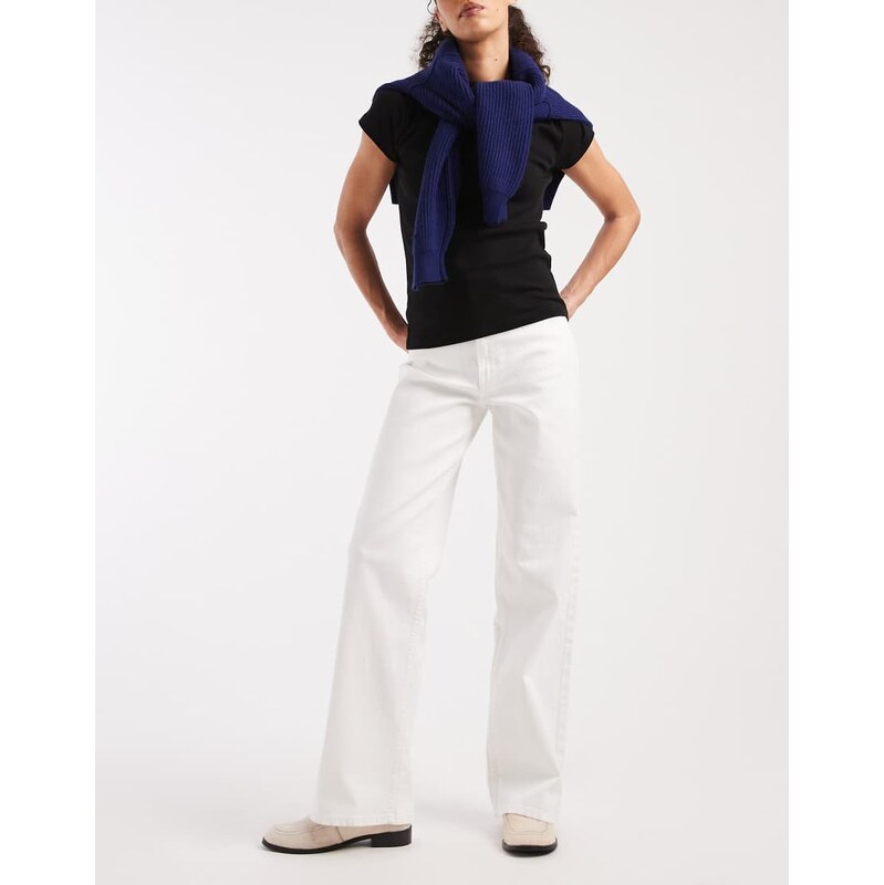 ONLY Juicy high waist wide leg jeans in white