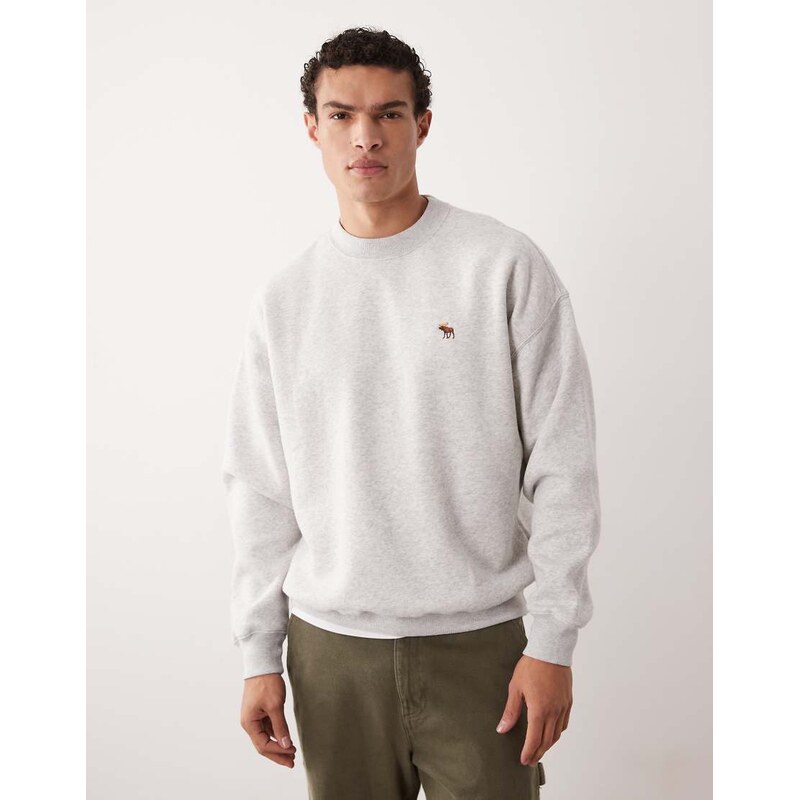 Abercrombie & Fitch icon logo sweatshirt in grey marl
