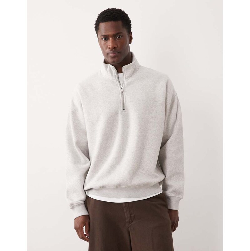 Abercrombie & Fitch premium script logo 1/4 zip sweat top in