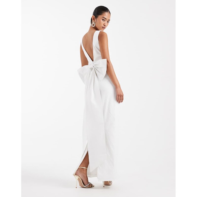 TFNC Bridal bengaline maxi dress with bow back in ivory-White 115518366