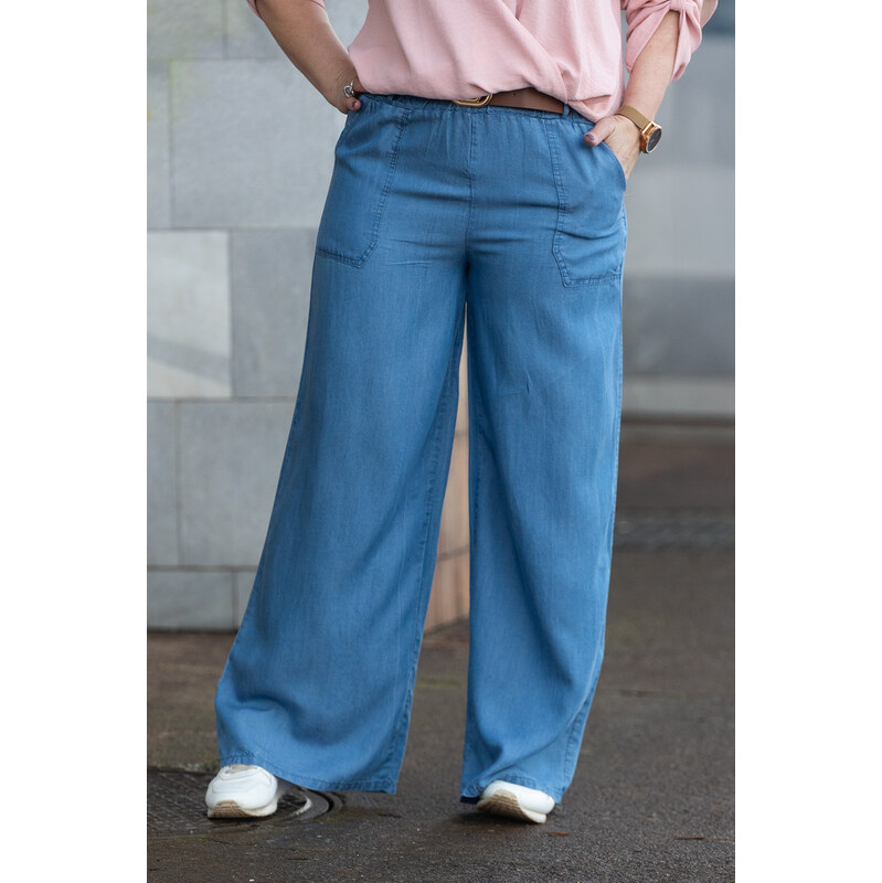 Italy fashion Plátěné kalhoty s rovným střihem DENIM Barva: