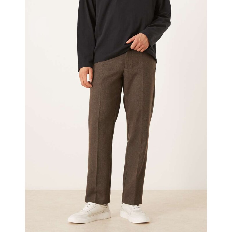 ASOS DESIGN tailored straight fit trouser in dark brown