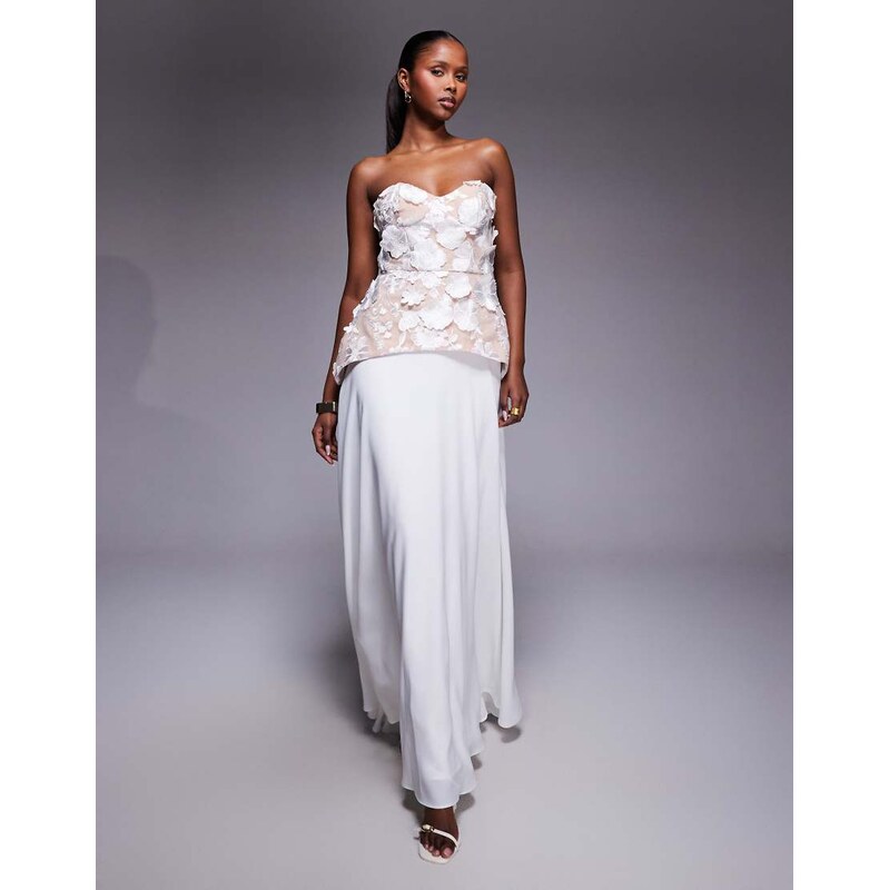 Jarlo Kay floral lace bustier maxi dress in ivory-White 112818636