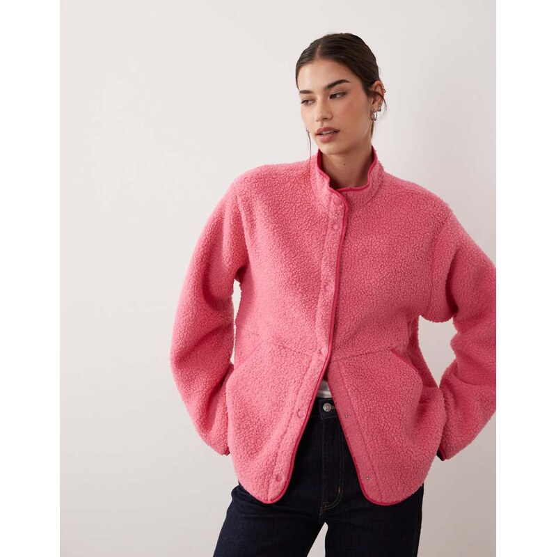 JJXX teddy jacket in pink
