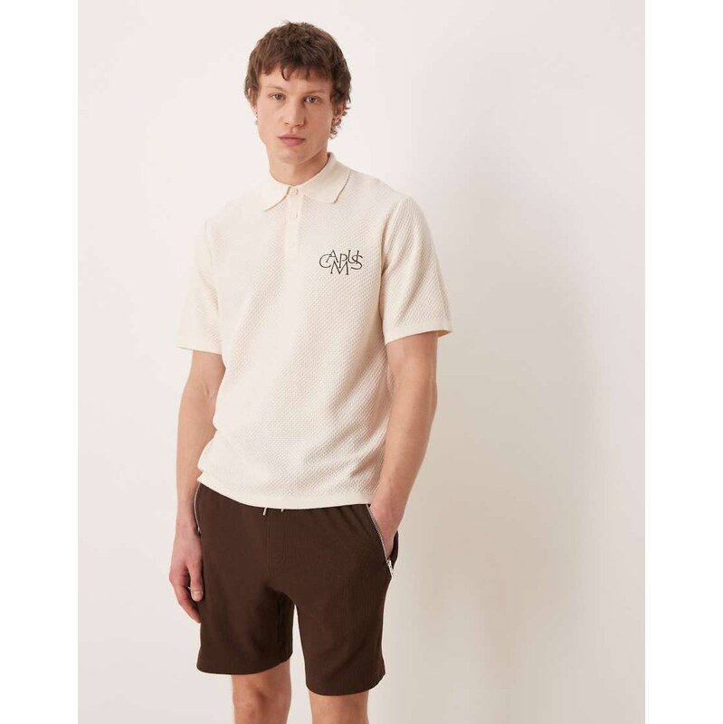 ASOS DESIGN slim fit waffle jersey short in brown